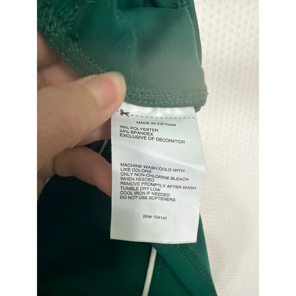 DSG Womens XL Forest Green High Rise Compression Leggings White Piping Tights